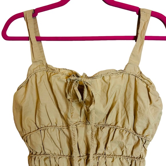 TOPSHOP Poplin Corset Style Tie Front Cami *Camel 4 - Picture 3 of 6